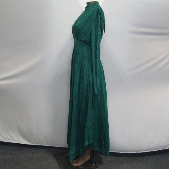 Farm Rio Women's Maxi Dress Emerald Green Size Small High Neck - Picture 7 of 8
